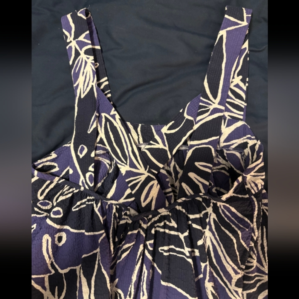 MNG Brand Navy Blue and White Floral Dress Size S - Picture 3 of 5